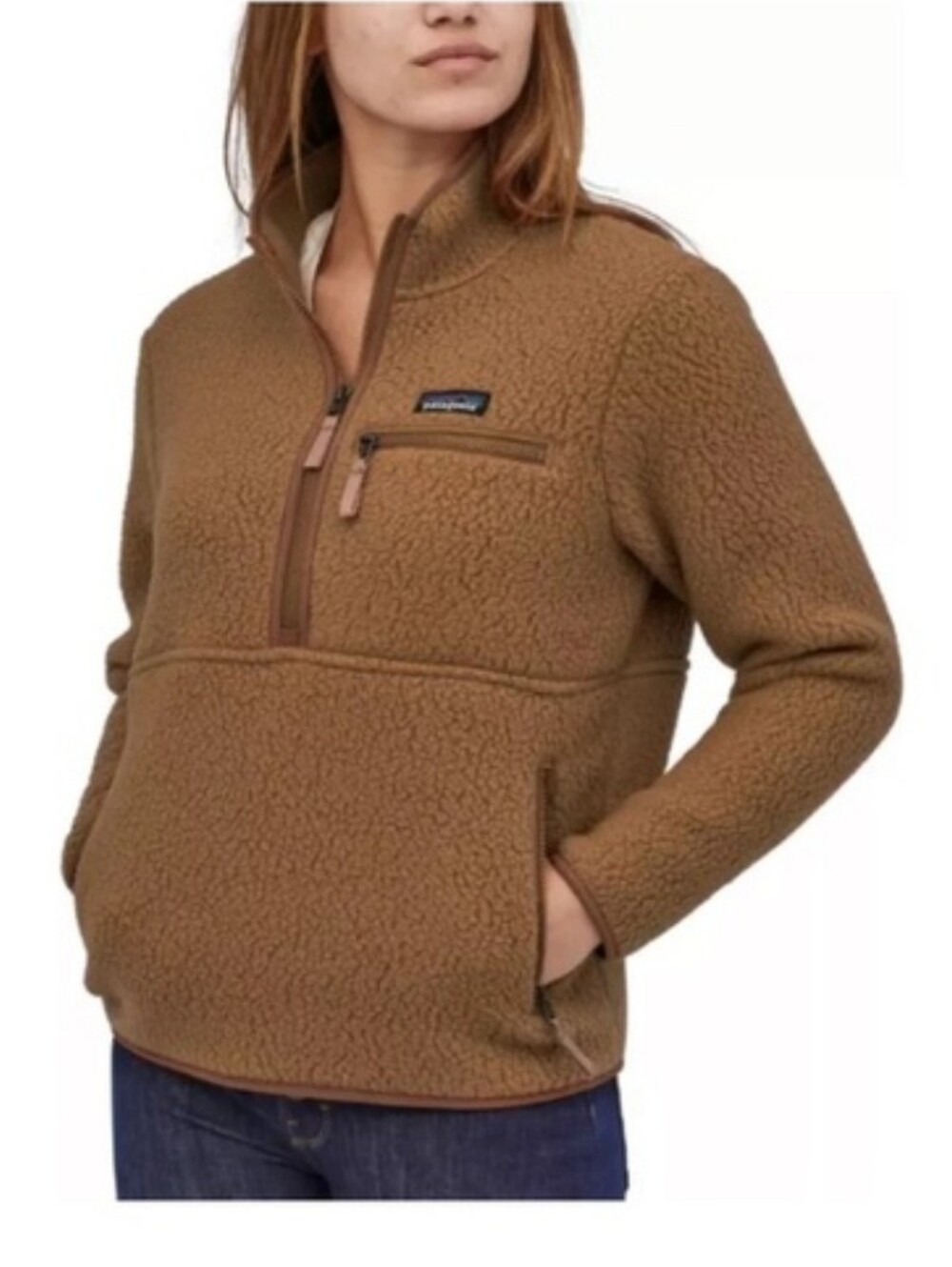 Patagonia Women's Retro Pile Marsupial Pullover Jacket In Caramel Brown